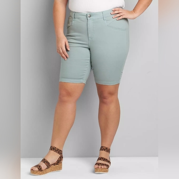Lane Bryant Pants - Lane Bryant Mint green sage Bermuda shorts sz 18W denim material WS84